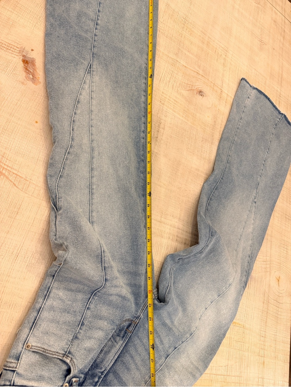 Good American Light Blue Flare Jeans with Raw Hem - Picture 3 of 8